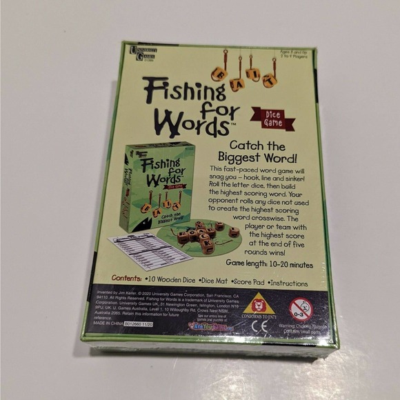 Fishing for Words Dice Game, University Games (Sealed Box) - Picture 2 of 7